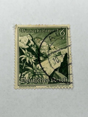 German Reich Stamp Mountain Grossglockner and Edelweiss Flower 1938 like new