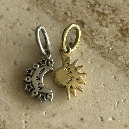 Pandora charm sun and moon pendant silver 925 with 14K gold plating like new