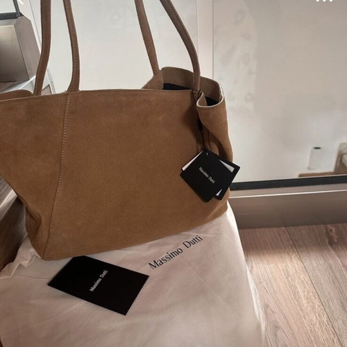 Massimo Dutti shoulder bag new, brown suede leather