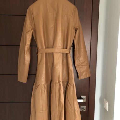 Leatherette dress-trench medium size like new, brown
