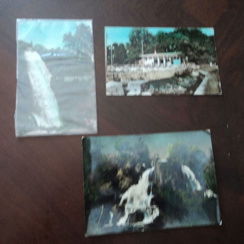 Edessa Waterfalls Postcards used, set of 3, 1950s