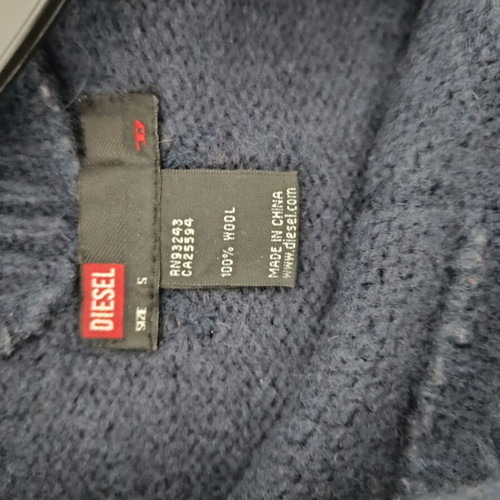 Diesel blue wool sweater like new with shoulder zipper