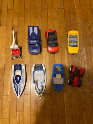 Playmobil used vehicles police, boat, helicopter, tractor
