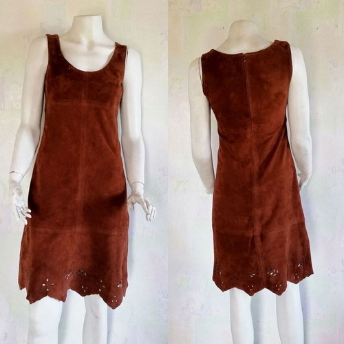 Hennes leather dress sleeveless with cutout decoration, like new, size 36