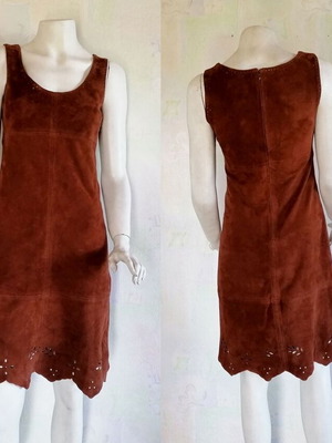 Hennes leather dress sleeveless with cutout decoration, like new, size 36