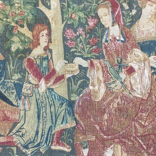 French tapestry used, large medieval-style replica
