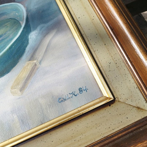 Vintage Dutch oil painting on canvas used