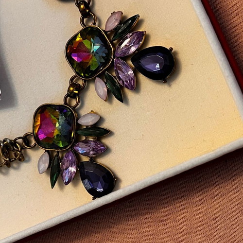 Faux Bijoux Majorica multicolor necklace used with box