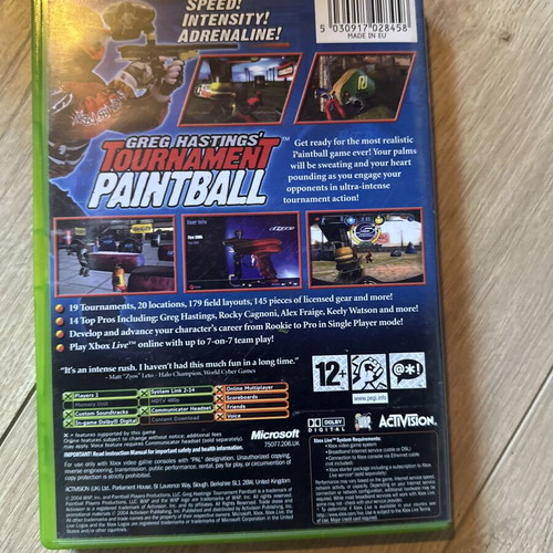 Greg Hastings Tournament Paintball Xbox Original like new, complete with manual