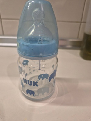 Nuk First Choice Plus Elephant glass baby bottle with silicone nipple 120ml like new
