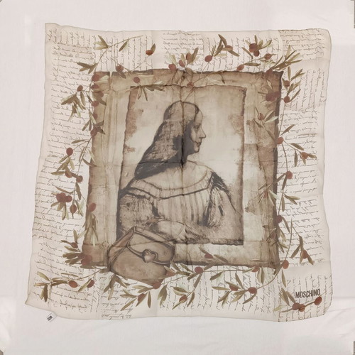 Moschino silk scarf 84 x 84 cm new, beige and brown tones
