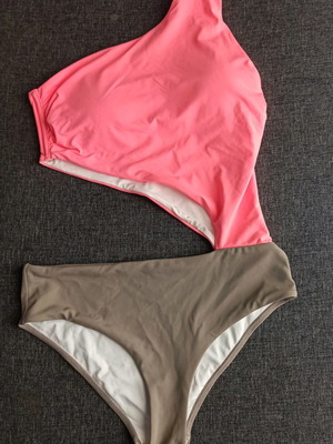 Touché women's one-piece swimsuit like new, grey with pink, size M