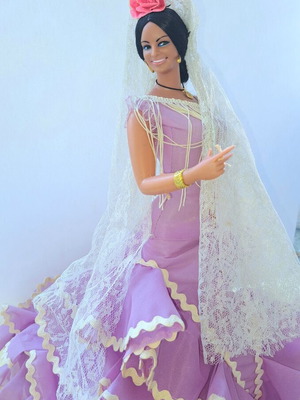 Vintage Spanish Flamenco Dancer Doll Chiclana like new, 45 cm