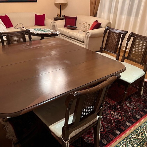 Living room dining table used with extension feature