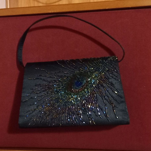 Black beaded handbag used