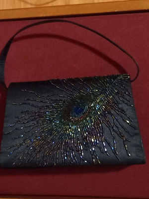 Black beaded handbag used
