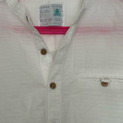 Zara Kids white Mao collar shirt, size 11-12 years