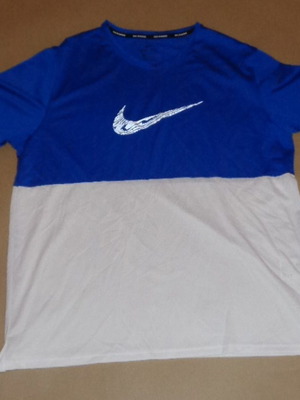 Nike Running Dry Fit T-shirt, white and blue, XL