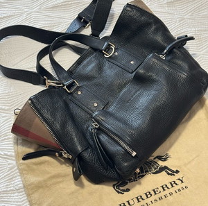 Burberry pebbled leather satchel handbag