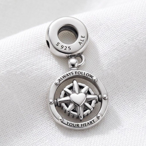 Pandora Rotating Compass Charm S925 New, Blue and Silver