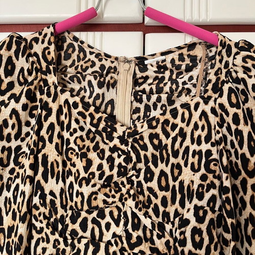 H&M Leopard Dress Draped New, Excellent Fit, XS