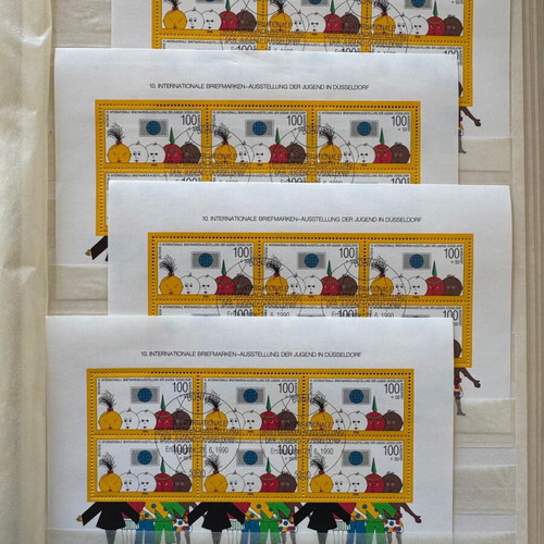 4 Jugend Düsseldorf 1990 commemorative philatelic sheets new