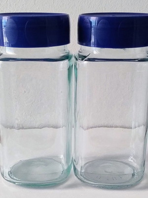 Set of 2 Large Square Glass Jars 18cm Maxwell House