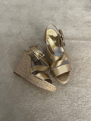 Michael Kors gold espadrille wedge sandals used
