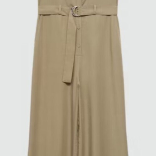 Mango jumpsuit with belt, lyocell, olive/taupe