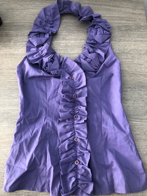 Women's shirt new with ruffles purple, backless
