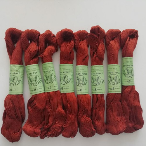 Embroidery and knitting thread No 8 like new, brick color, pack of 8