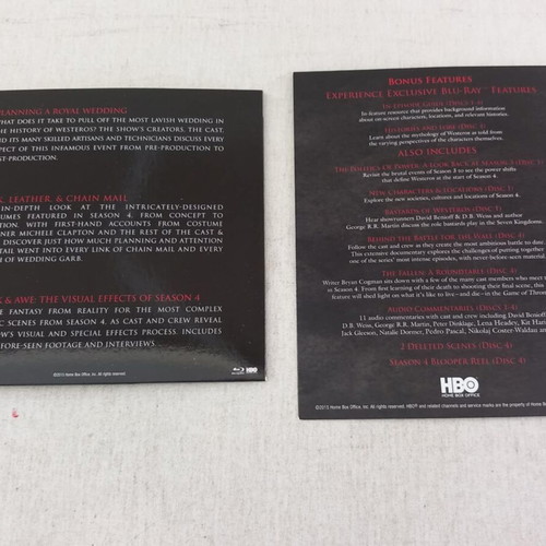 Game of Thrones Season 4 Blu-Ray used, fantasy with subtitles