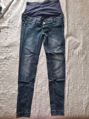 Maternity jeans with ankle zipper used, blue gray