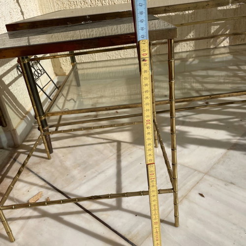 Side coffee table brass used, set of 3 pieces