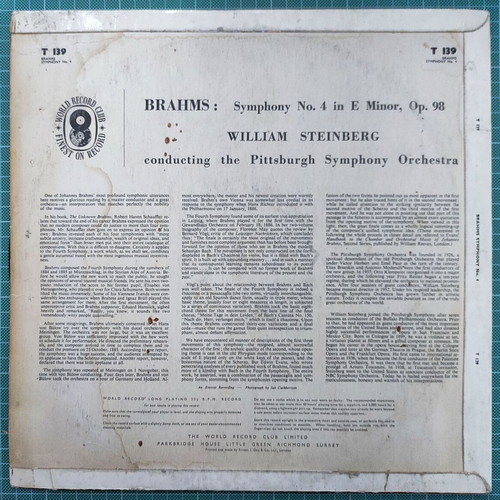 Brahms Symphony No.4 vinyl used, classical music