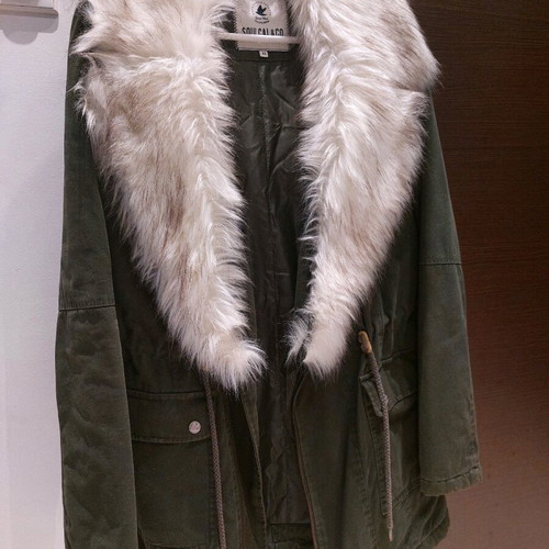 SoulCal & Co parka with detachable faux fur, military green, size XS