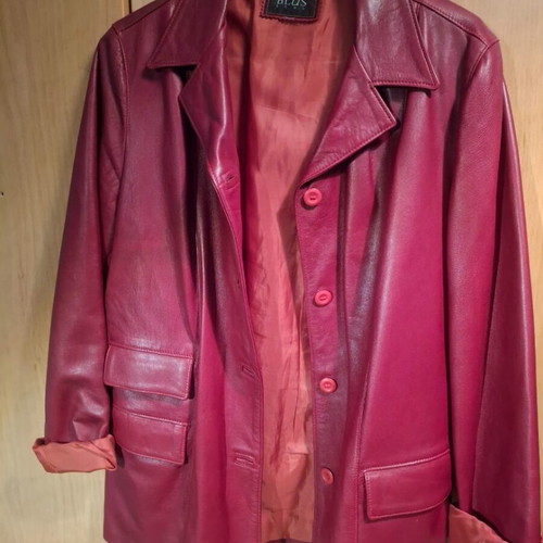 Vintage leather jacket women's, red, size L, like new