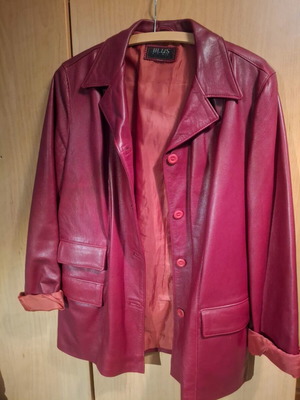 Vintage leather jacket women's, red, size L, like new