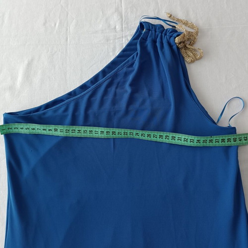 Maxi dress blue one shoulder bodycon slit elegant size M like new