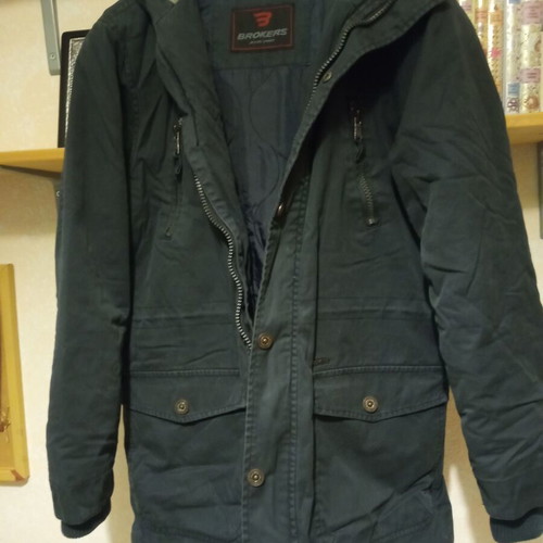 Broker's coat like new, blue, size L with hood