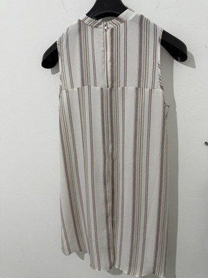 Striped sleeveless top with stand collar and back zipper, like new