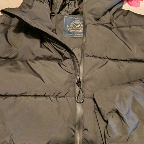 Men's jacket Large new, black with hood and waterproof zipper