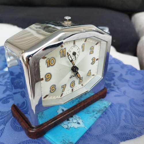 Art Deco JAZ Horlogére Paris 1936 Table Alarm Clock like new