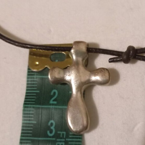 Silver cross 925 on black leather cord like new