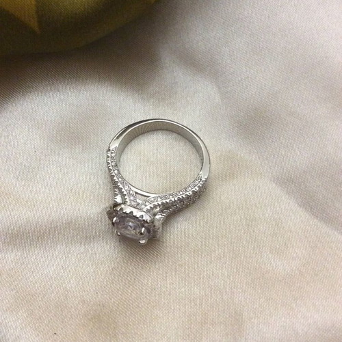 Silver-plated Fo Bijou ring new with zircon stones