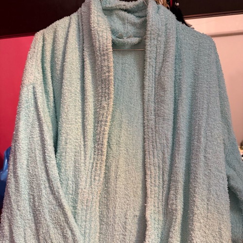 Bathrobes used, pink with hood and blue