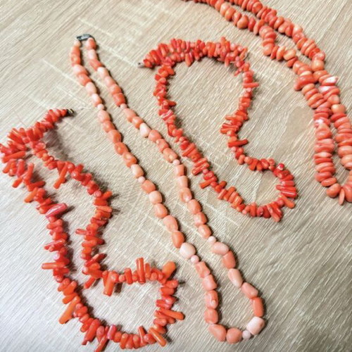 Coral necklaces set of 4 new, pink, various lengths