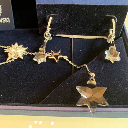 Swarovski Christmas jewelry set necklace and earrings new