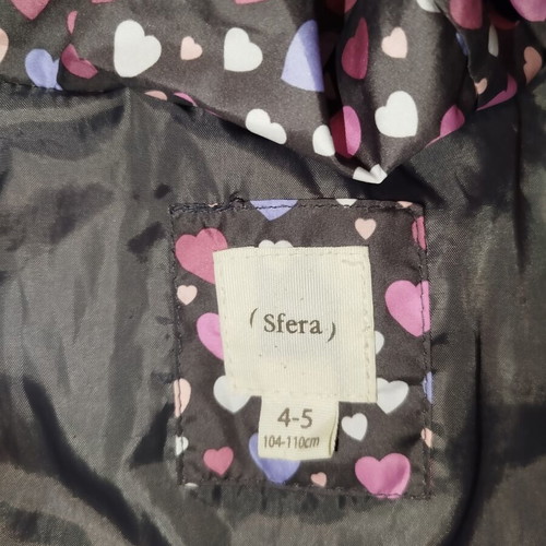 Sfera children's puffer jacket with hearts for girls 4-5 years