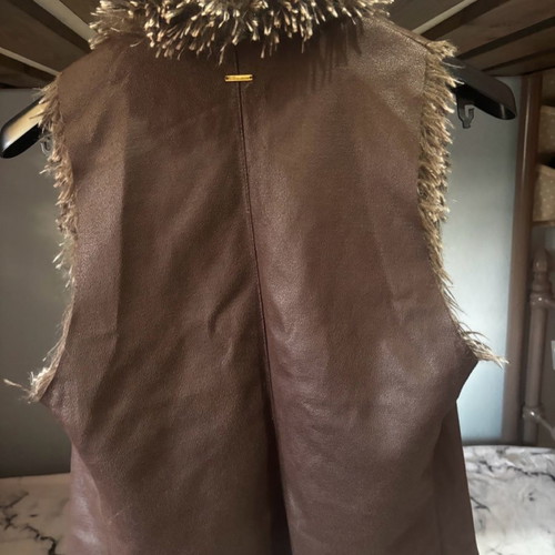BSB sleeveless women's fur vest brown, size S-M